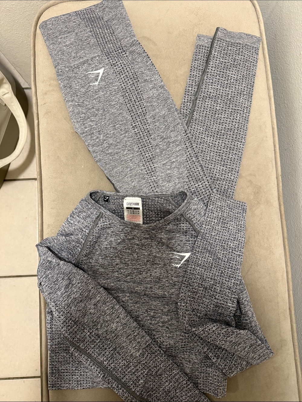 Gymshark Gray Seamless Long Sleeve Top & Leggings Set